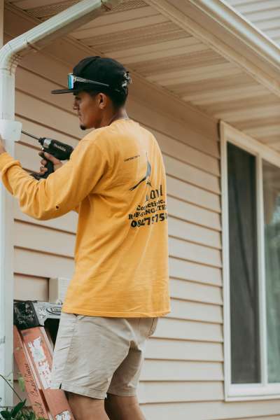 Photo of Toubl on site gutter installation