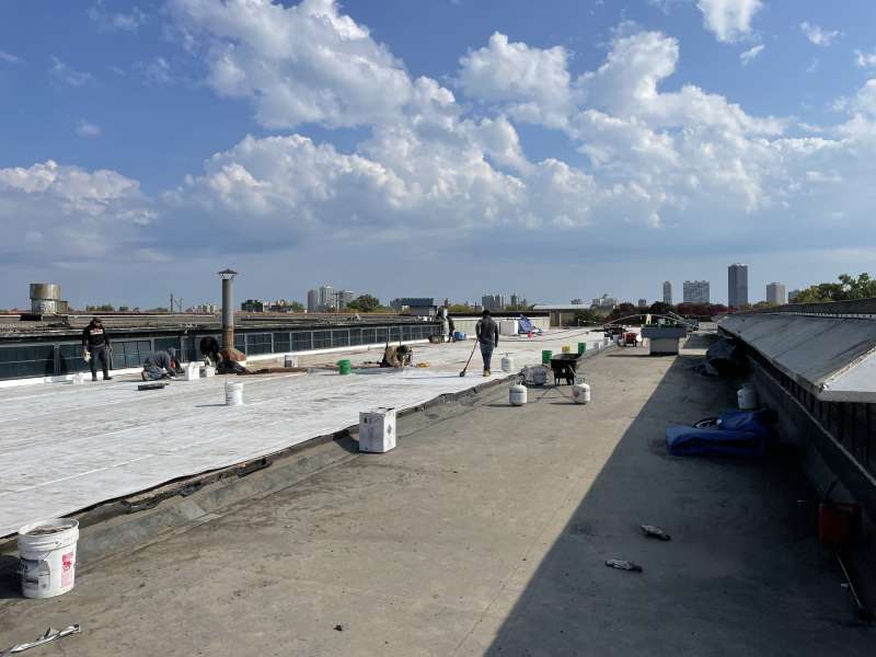 Photo of TPO Roofing on site job