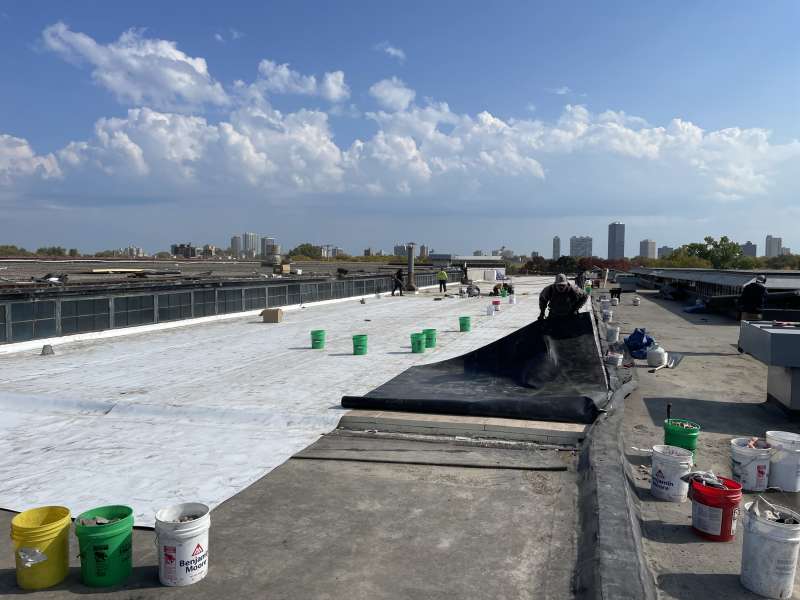 Photo of TPO Roofing on site job