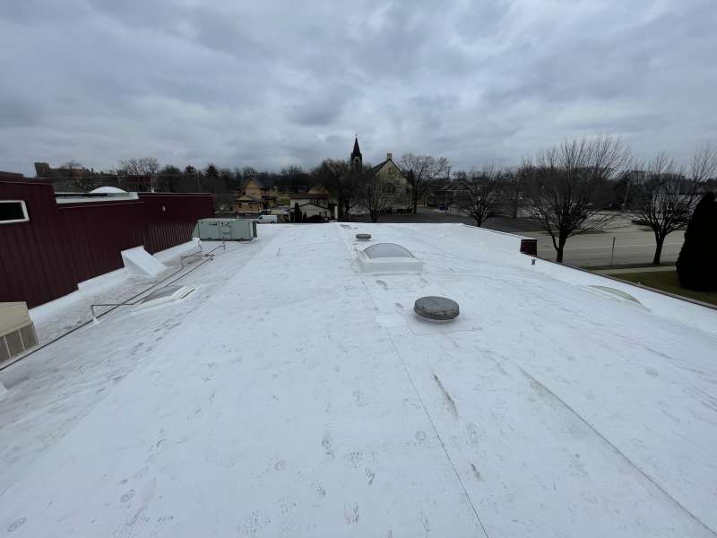 Photo of TPO Roofing on site job